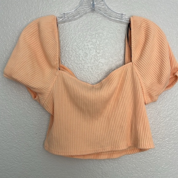 H&M Pastel Orange Ribbed Crop Top Size XL - Picture 4 of 4